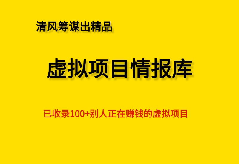 《虚拟项目情报库》100+个虚拟项目，揭秘别人正在赚钱的虚拟产品- 0成本轻资产创业 | 虚拟项目 | 一人公司落地平台清风筹谋网赚库