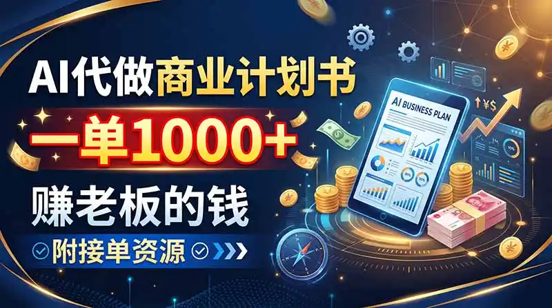 AI代做商业计划书，一单1000+，赚老板的钱，附接单资源- 0成本轻资产创业 | 虚拟项目 | 一人公司落地平台|清创生财清风筹谋网赚库
