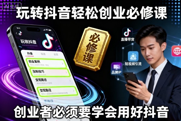 玩转抖音轻松创业必修课，创业者必须要学会用好抖音-优优云网创优优云网创资源站