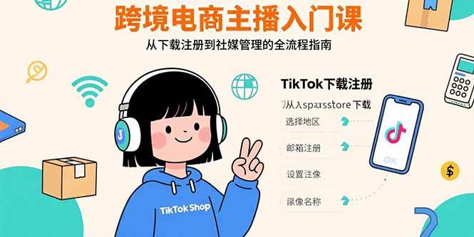 （15708期）跨境电商主播入门课，TikTok下载注册，支付工具配置，社媒账号管理全流程-优优云网创优优云网创资源站