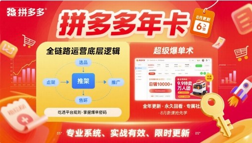 拼多多年卡【8月更新6节】拼多多全链路运营底层逻辑，超级爆单术-优优云网创优优云网创资源站