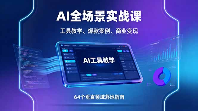 AI全场景实战课，工具教学、爆款案例、商业变现，64个垂直领域落地指南-优优云网创优优云网创资源站
