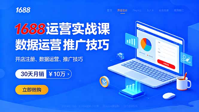1688运营实战课：开店注册、数据运营、推广技巧，30天月销破10万+-优优云网创优优云网创资源站