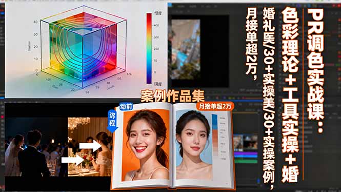 PR调色实战课:色彩理论+工具实操+婚礼医美/30+实操案例,月接单超2万-优优云网创