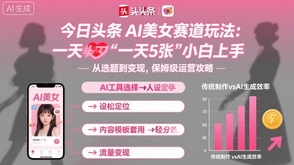 今日头条AI美女赛道玩法，一天轻松5张，小白轻松上手-优优云网创优优云网创资源站