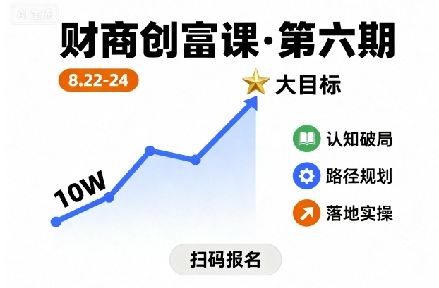 财商创富课第六期8月22-24号，如何从10W起步，一步步实现大目标-优优云网创优优云网创资源站
