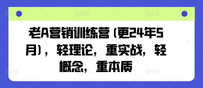 老A营销训练营(更25年10月)，轻理论，重实战，轻概念，重本质-优优云网创优优云网创资源站