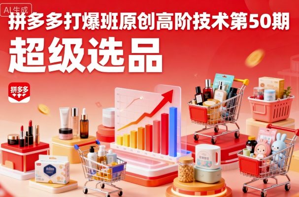 拼多多打爆班原创高阶技术第50期，超级选品-优优云网创优优云网创资源站