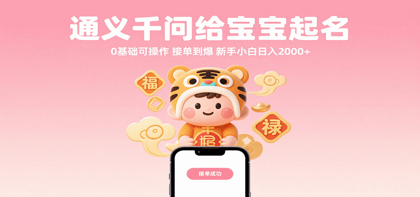 通义千问给宝宝起名 0基础可操作 接单到爆 新手小白日入2000+-优优云网创优优云网创资源站