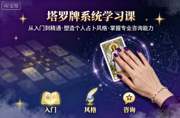 塔罗牌系统学习课，助你从入门到精通，塑造个人占卜风格，掌握专业咨询能力-优优云网创优优云网创资源站
