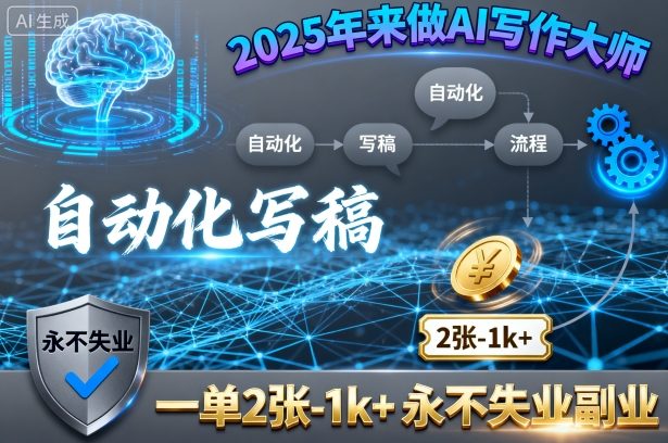 2025年来做AI写作大师，自动化写稿，一单2张-1k+，永不失业副业-优优云网创优优云网创资源站