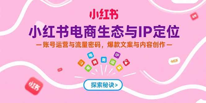 （15350期）小红书电商生态与IP定位，账号运营与流量密码，爆款文案与内容创作-优优云网创优优云网创资源站