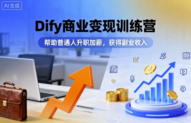 Dify商业变现训练营，帮助普通人升职加薪，获得副业收入-优优云网创优优云网创资源站
