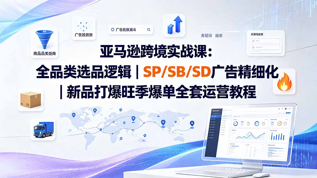 亚马逊跨境实战课-更新8月:全品类选品逻辑|SP/SB/SD广告精细化|新品打爆旺季爆单全套运营教程- 0成本轻资产创业 | 虚拟项目 | 一人公司落地平台|清创生财清风筹谋网赚库
