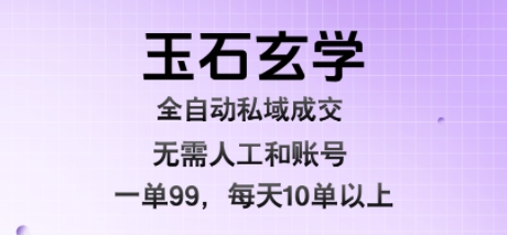 玉石玄学全自动私域成交，一单99每天十单以上，无需人工和矩阵账号，蓝海项目直接干【揭秘】-优优云网创优优云网创资源站