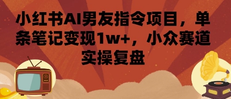 小红书AI男友指令项目，单条笔记变现1w+，小众赛道实操复盘-优优云网创优优云网创资源站