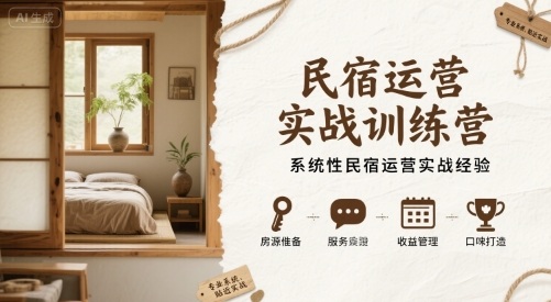 民宿运营实战训练营，系统性民宿运营实战经验-优优云网创优优云网创资源站