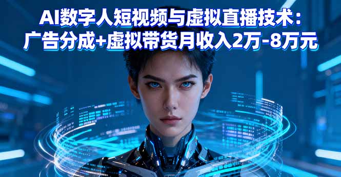 AI数字人短视频与虚拟直播技术：广告分成+虚拟带货月收入2万-8万元-优优云网创优优云网创资源站