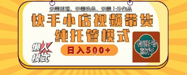 快手小店托管代运营，无需剪辑，无需选品，无需上传作品，全程无需操作，轻松月入5k+【揭秘】-优优云网创优优云网创资源站