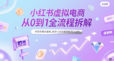 小红书虚拟电商从0到1全流程拆解，手把手教你复制，新手小白也能轻松月入过W-优优云网创优优云网创资源站