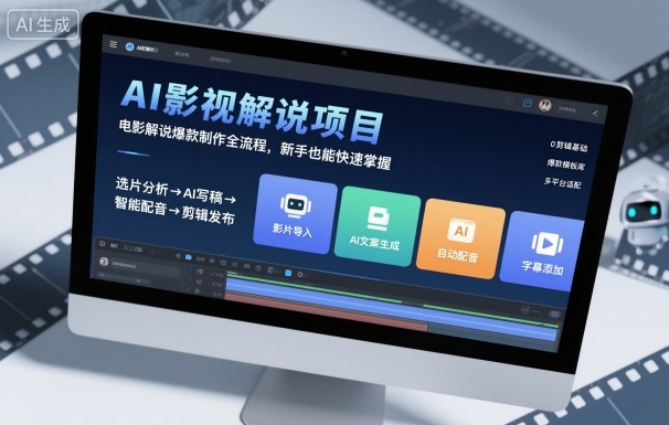 AI影视解说项目,电影解说爆款制作全流程,新手也能快速掌握-优优云网创