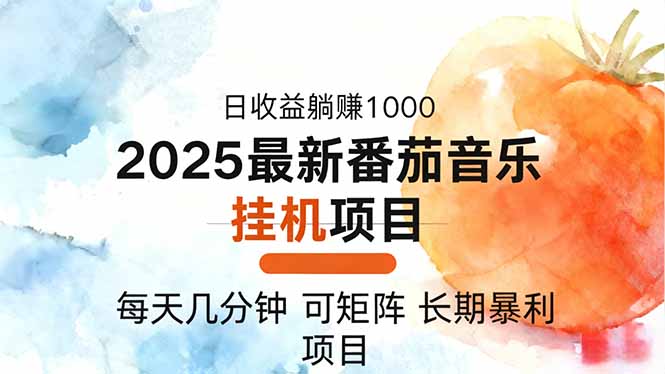 2025年最新番茄音乐人挂机项目,每天几分钟,月入1000+,可矩阵,一台…-优优云网创