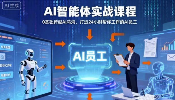 Ai智能体实战课程，0基础跨越Ai鸿沟，打造24小时帮你工作的Ai员工，打破常规，以实战定义Ai-优优云网创优优云网创资源站