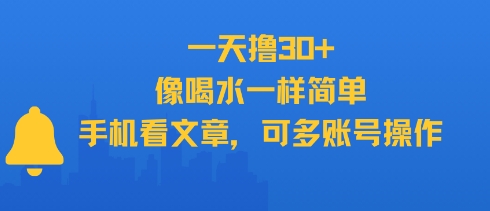 一天撸30+，像喝水一样简单，手机看文章，可多账号操作-优优云网创优优云网创资源站