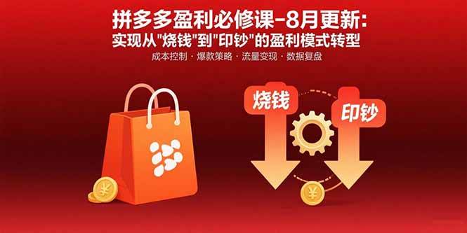 （15771期）拼多多盈利必修课-8月更新：突破运营瓶颈 实现从烧钱到印钞的盈利模式转型-优优云网创优优云网创资源站