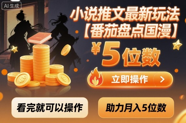 小说推文最新玩法，助力月入5位数【番茄盘点国漫】玩法，看完就可以操作-优优云网创