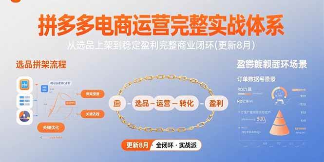 （15579期）拼多多电商运营完整实战体系，从选品上架到稳定盈利完整商业闭环(更新8月)-优优云网创优优云网创资源站