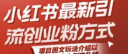 小红书最新引流创业粉方式，项目图文玩法介绍以及如何安全倒流私域-优优云网创优优云网创资源站