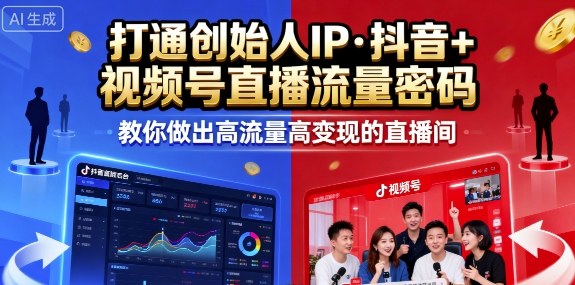 25年直播9-10两期线下课，打通创始人IP，抖音+视频号直播流量密码，教你做出高流量高变现的直播间-优优云网创优优云网创资源站