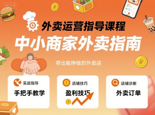 外卖运营指导课程，中小商家外卖指南，手把手带出能挣钱的外卖店-优优云网创优优云网创资源站