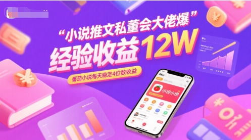 小说推文私董会大佬爆单经验分享收益12W，番茄小说每天稳定4位数收益-优优云网创优优云网创资源站
