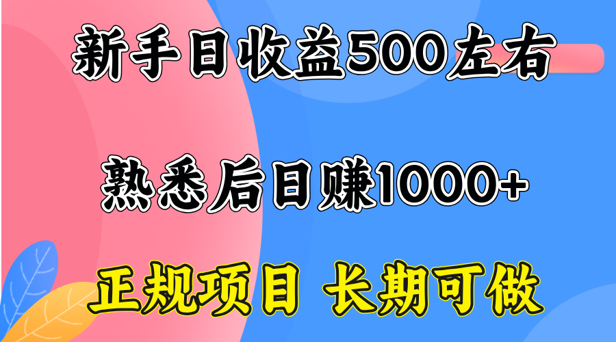 一台电脑，前期日收益300-500，熟练后日入1000左右-优优云网创优优云网创资源站