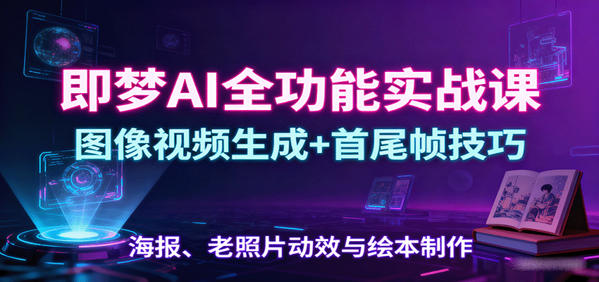 即梦AI全功能实战课：图像视频生成+首尾帧技巧，海报、老照片动效与绘本制作-优优云网创优优云网创资源站
