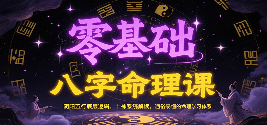 零基础八字命理课：阴阳五行底层逻辑，十神系统解读，通俗易懂的命理学习体系-优优云网创优优云网创资源站