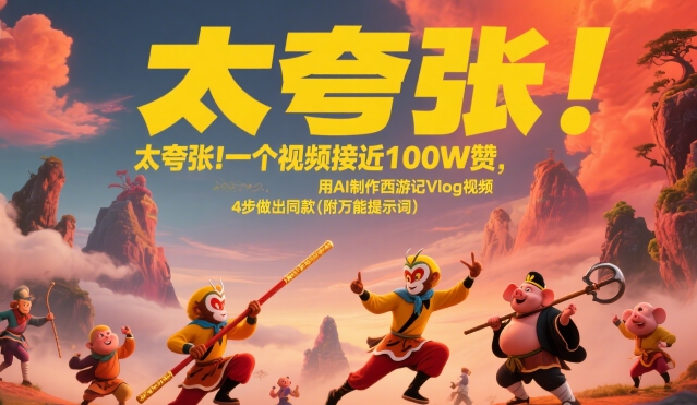 太夸张！一个视频接近100W赞，用AI制作西游记Vlog视频，全流程拆解来了(附万能提示词)-优优云网创优优云网创资源站