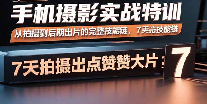 手机摄影实战特训，从拍摄到后期出片的完整技能链，7天拍出点赞大片-优优云网创优优云网创资源站