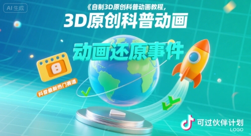 自制3D原创科普动画教程，动画还原事件，抖音最新热门赛道，可过伙伴计划-优优云网创优优云网创资源站