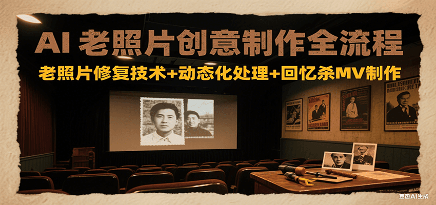 AI老照片创意制作全流程：老照片修复技术+动态化处理+回忆杀MV制作-优优云网创优优云网创资源站