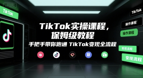 TikTok实操课程，保姆级教程，手把手带你跑通TikTok变现全流程-优优云网创优优云网创资源站