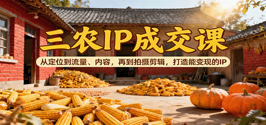 三农IP成交课：从定位到流量、内容，再到拍摄剪辑，打造能变现的IP-优优云网创