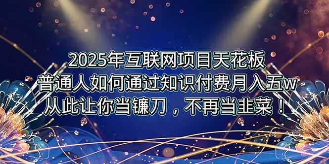 （15354期）2025年互联网项目天花板，普通人如何通过卖项目实现逆风翻盘，月入5W＋！-优优云网创优优云网创资源站