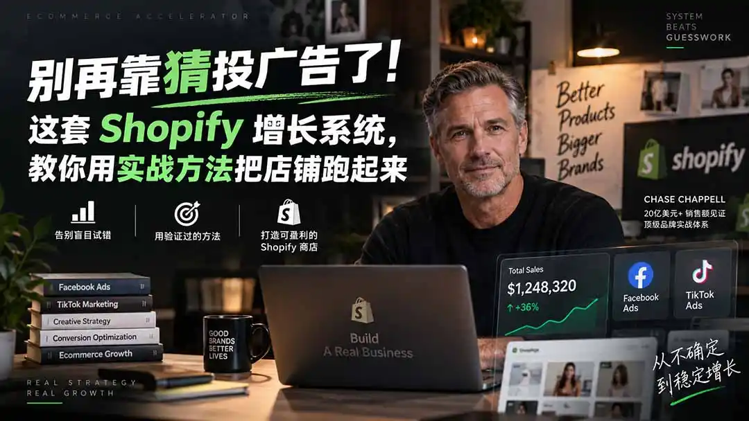 别再靠猜投广告了!这套 Shopify 增长系统,教你用实战方法把店铺跑起来【原创双语字幕】- 0成本轻资产创业 | 虚拟项目 | 一人公司落地平台|清创生财清风筹谋网赚库