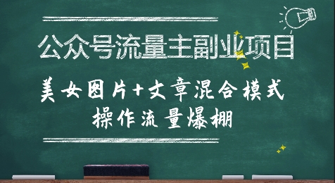 公众号流量主副业项目，美女图片+文章混合模式操作流量爆棚-优优云网创优优云网创资源站