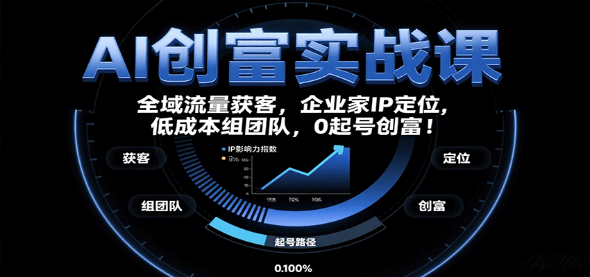 AI创富实战课：企业家IP定位，全域流量获客，低成本组团队，0起号创富！-优优云网创优优云网创资源站