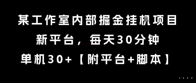 某工作室内部掘金挂G项目，新平台，每天30分钟，单机30+【揭秘】-优优云网创优优云网创资源站