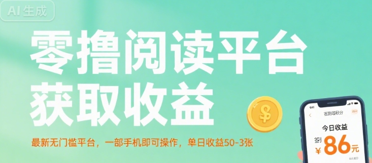 零撸阅读平台获取收益，最新无门槛平台，一部手机即可操作，单日收益50-3张【揭秘】-优优云网创优优云网创资源站